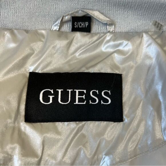 GUESS quilted pearlescent silver puffer jacket - Picture 5 of 16
